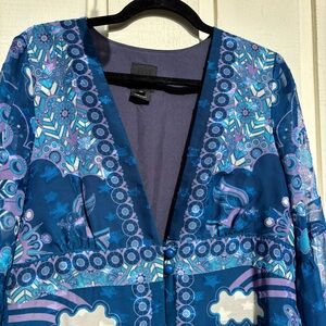 Anna Sui deep v-neck midi dress